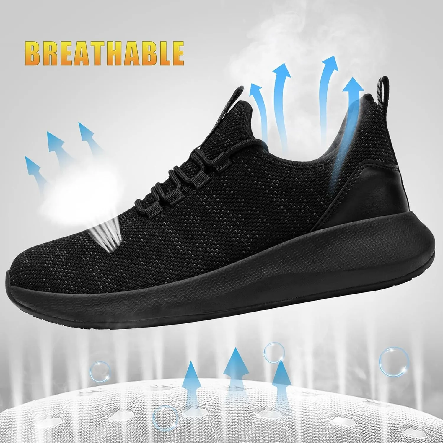 Slip Resistant Slip On Sneakers for Men Non Slip Work Shoes Food Service Lightweight Walking Shoes Kitchen Restaurant Zapatos de Trabajo para Hombres, Black507