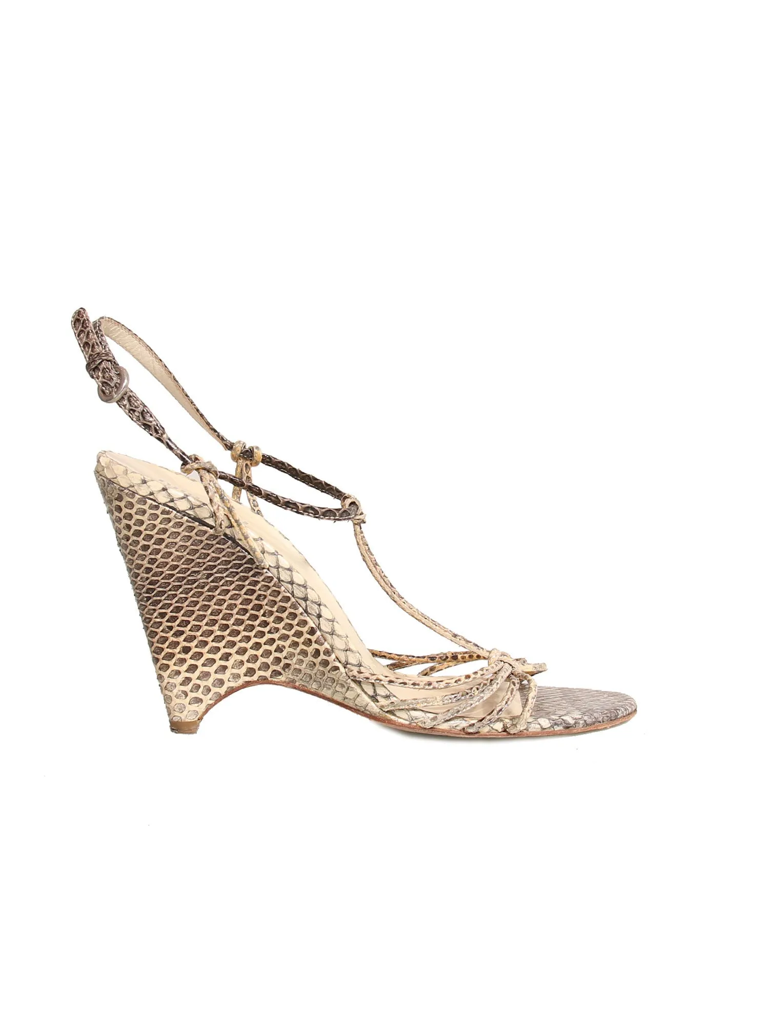 Strappy Snakeskin Wedges
