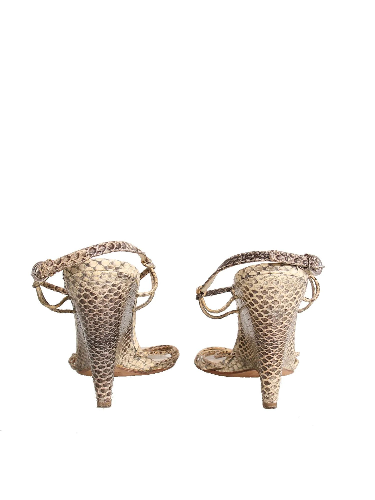 Strappy Snakeskin Wedges