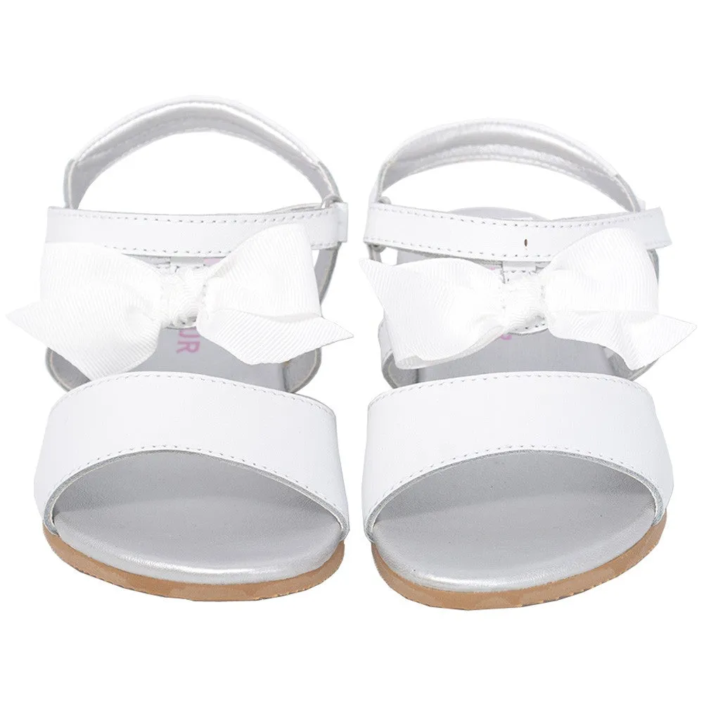 White Bow Straps Spring Summer Sandals Toddler Girls 7-10