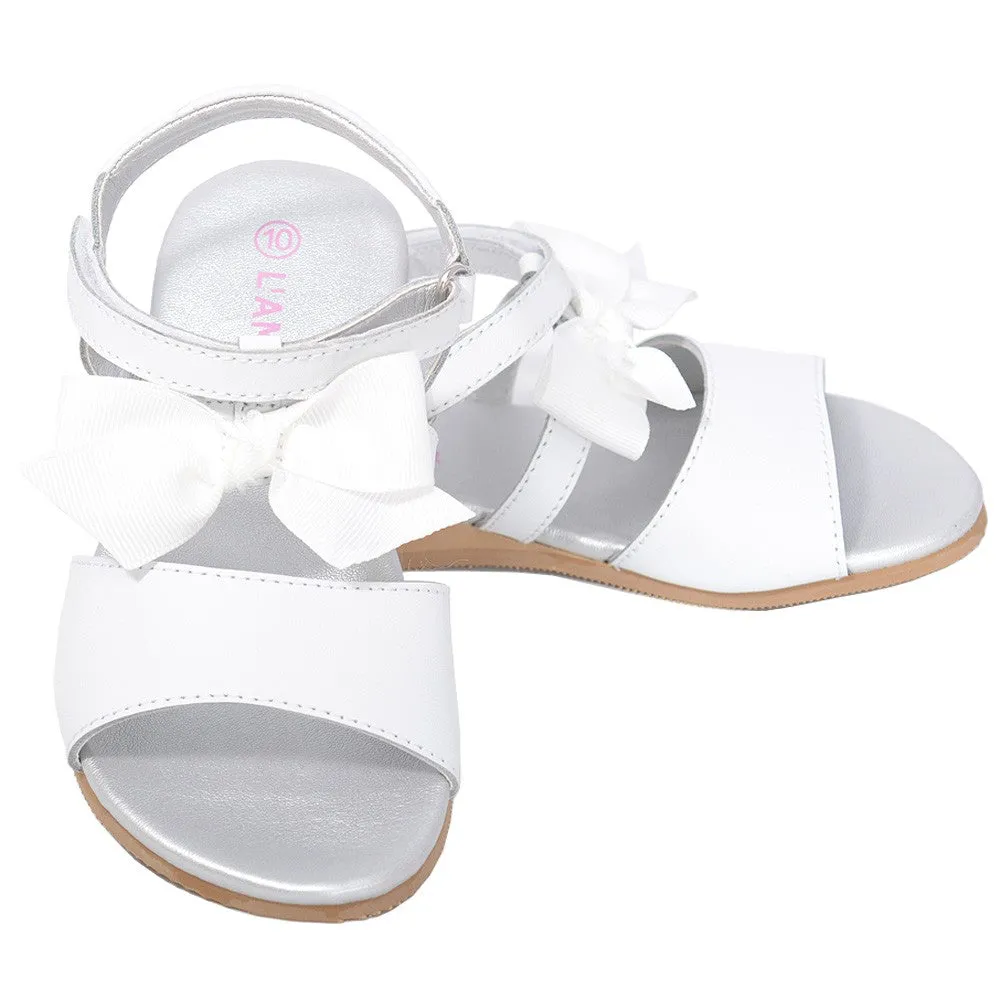 White Bow Straps Spring Summer Sandals Toddler Girls 7-10